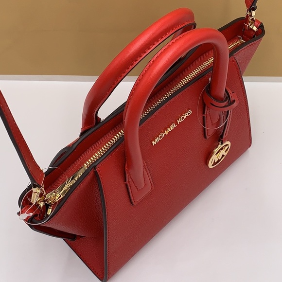 Michael Kors Avril Small Leather Top-Zip Satchel Color Flame - Picture 7 of 16